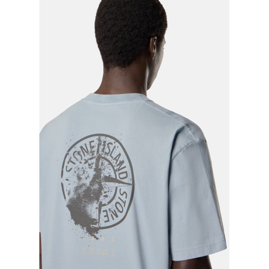 T-shirt col rond STONE ISLAND en jersey de coton bio gris imprimé "désert"