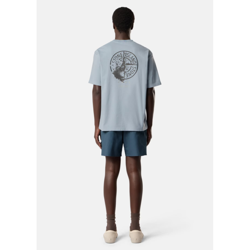 T-shirt col rond STONE ISLAND en jersey de coton bio gris imprimé "désert"