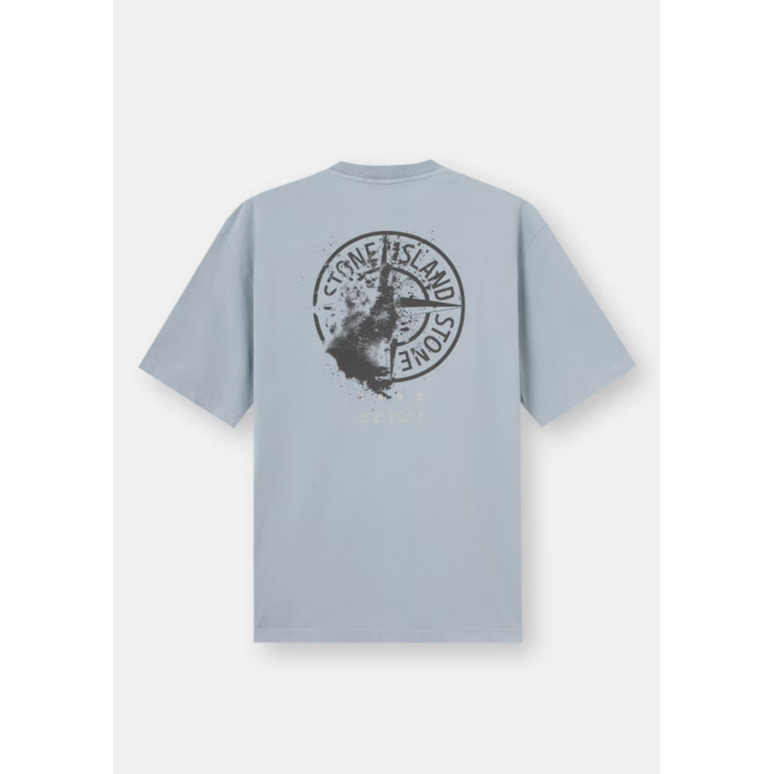 T-shirt col rond STONE ISLAND en jersey de coton bio gris imprimé "désert"