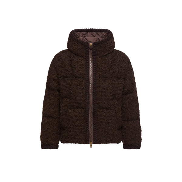 Doudoune courte à capuche MONCLER Cristallin en laine mélangée marron chocolat