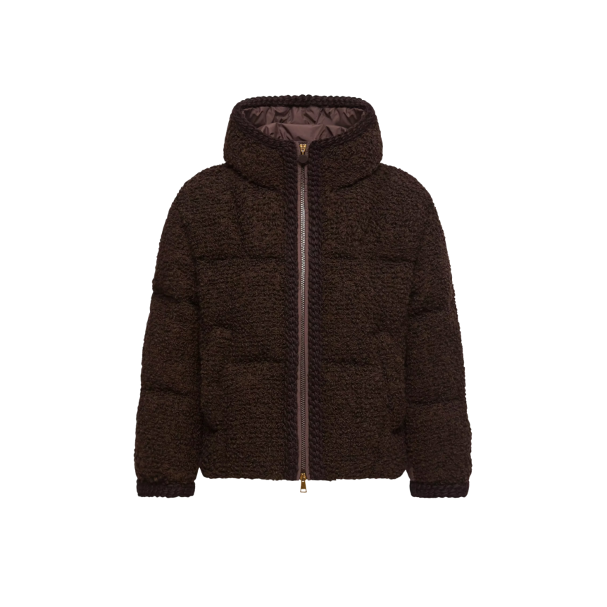 Doudoune courte à capuche MONCLER Cristallin en laine mélangée marron chocolat