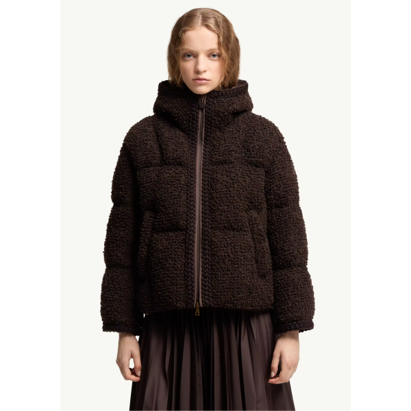 Doudoune courte à capuche MONCLER Cristallin en laine mélangée marron chocolat