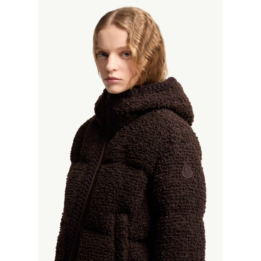 Doudoune courte à capuche MONCLER Cristallin en laine mélangée marron chocolat