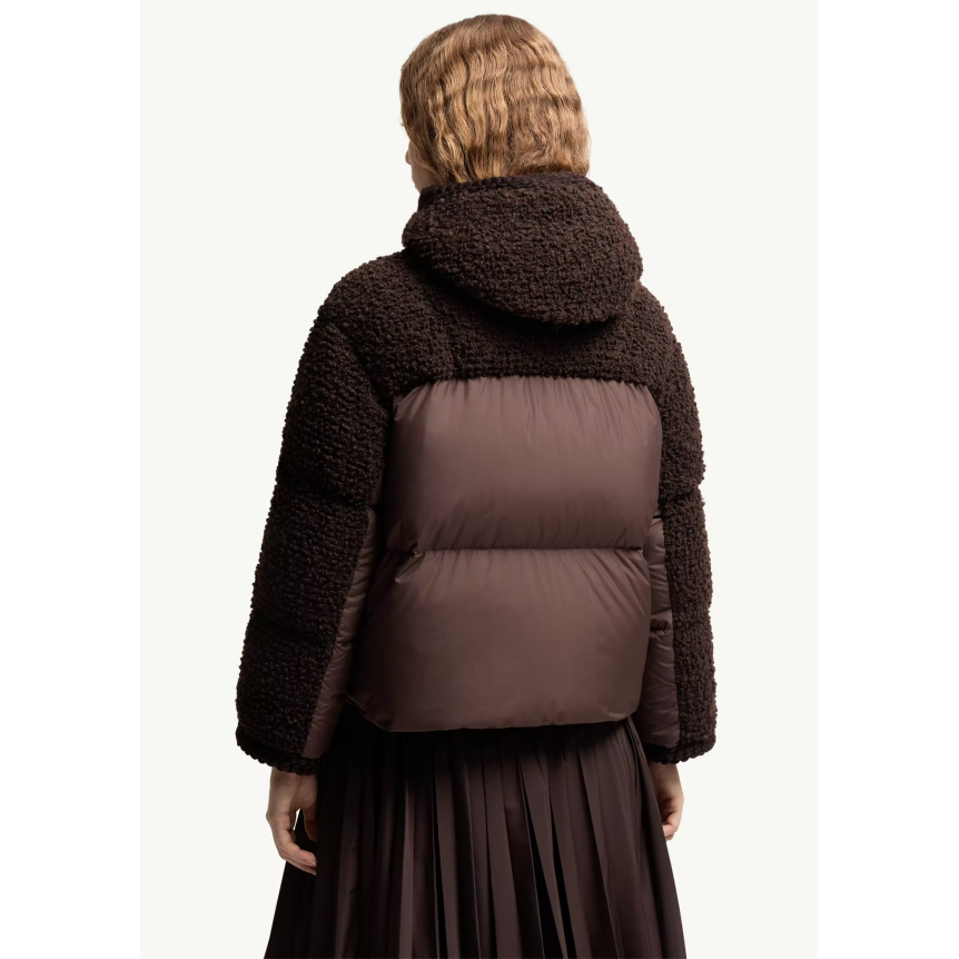 Doudoune courte à capuche MONCLER Cristallin en laine mélangée marron chocolat