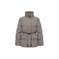 Doudoune courte à capuche Diaphanes laine mélangée gris noir chiné bouton doré
