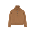 Pull col montant boutonné en laine camel