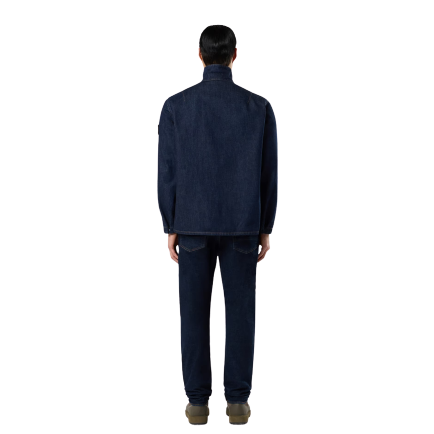 Surchemise ample STONE ISLAND zippée coton denim brut bleu indigo