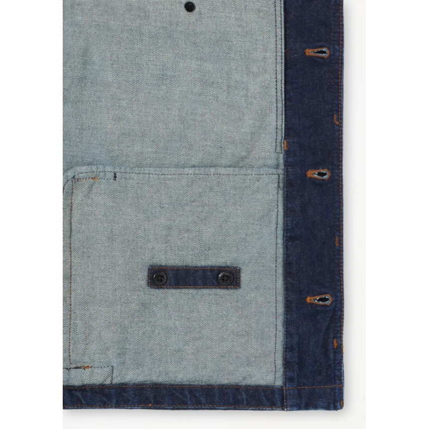 Blouson Veste STONE ISLAND coach boutonnée denim coton bleu indigo