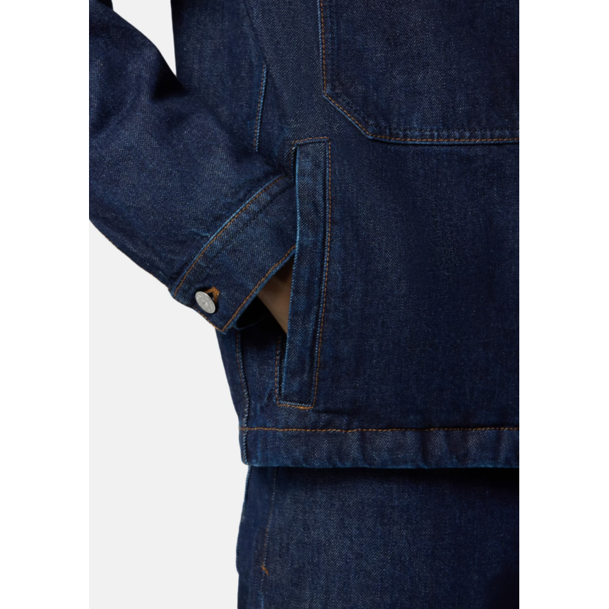 Blouson Veste STONE ISLAND coach boutonnée denim coton bleu indigo