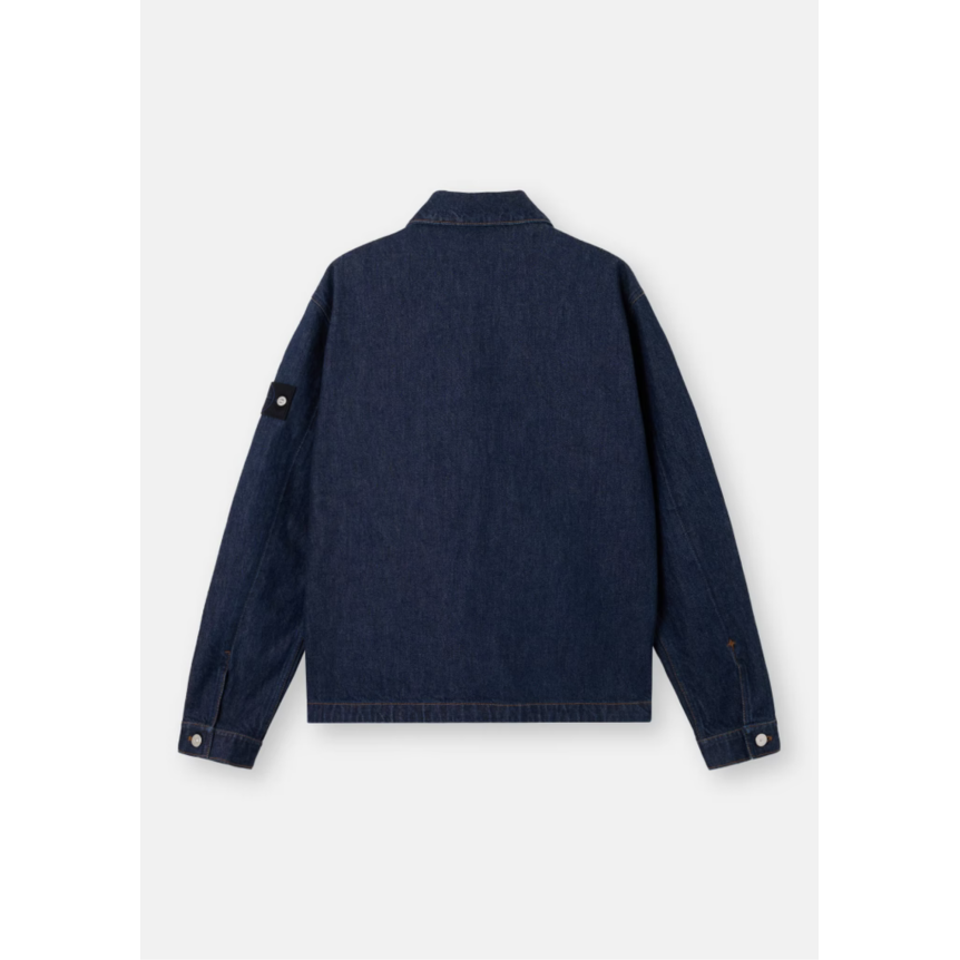 Blouson Veste STONE ISLAND coach boutonnée denim coton bleu indigo