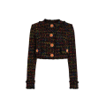 Veste courte à boutons en tweed viscose laine mélangée pois multicolore