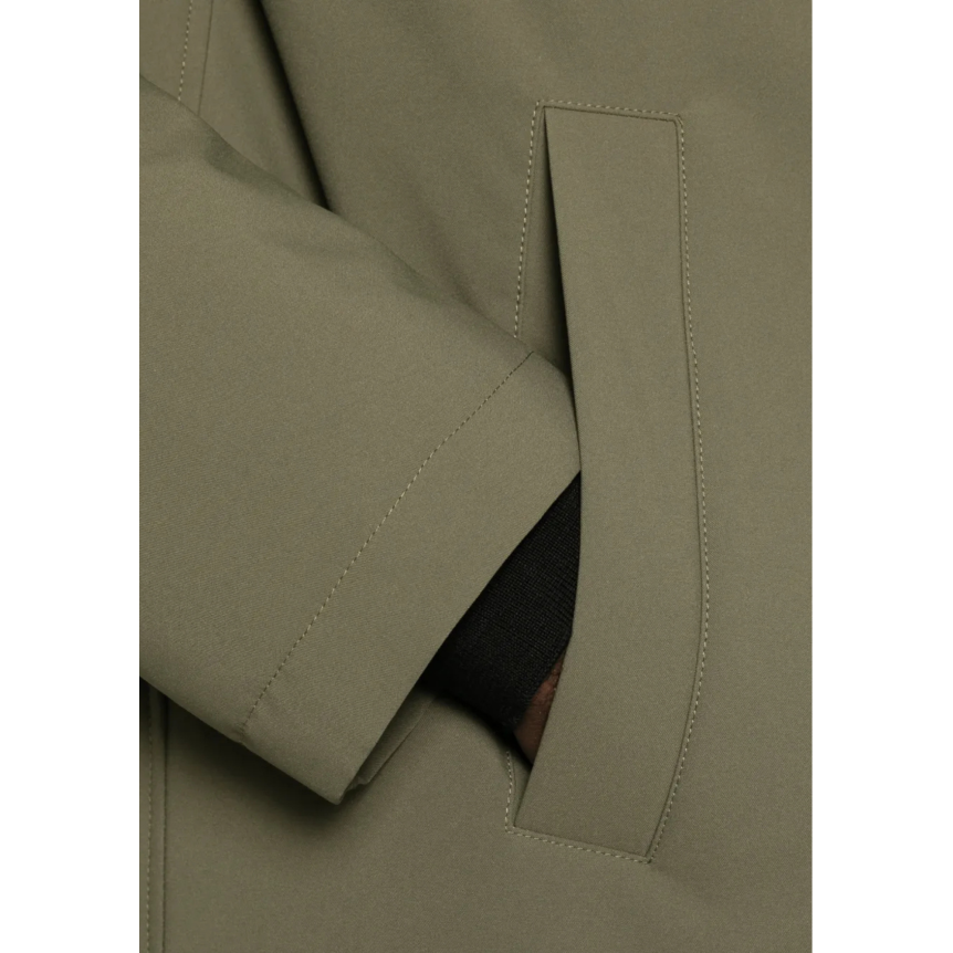 Parka longue à capuche HERNO doublée fourrure nylon mat kaki