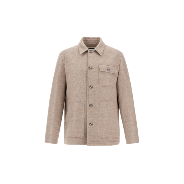 Surchemise veste boutonnée HERNO laine mérinos beige chiné