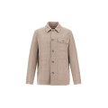 Surchemise veste boutonnée laine mérinos beige chiné