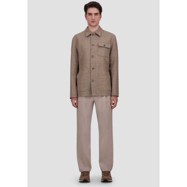 Surchemise veste boutonnée HERNO laine mérinos beige chiné