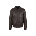 Blouson aviateur Pisa zippé cuir marron