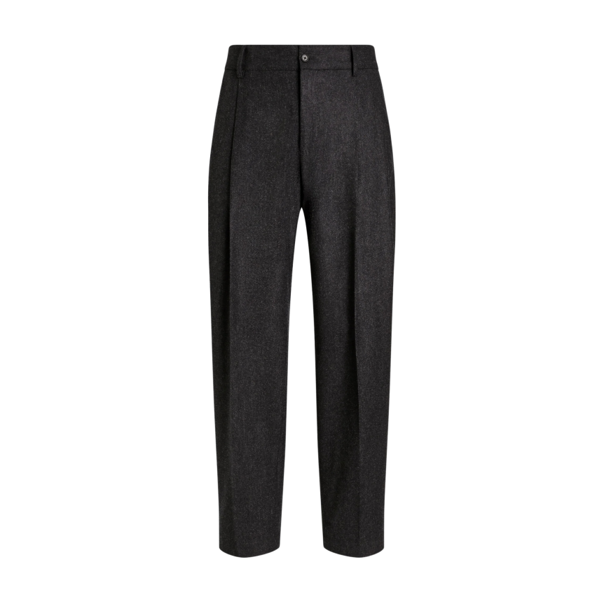 Pantalon DOLCE & GABBANA flanelle laine vierge gris anthracite double pli
