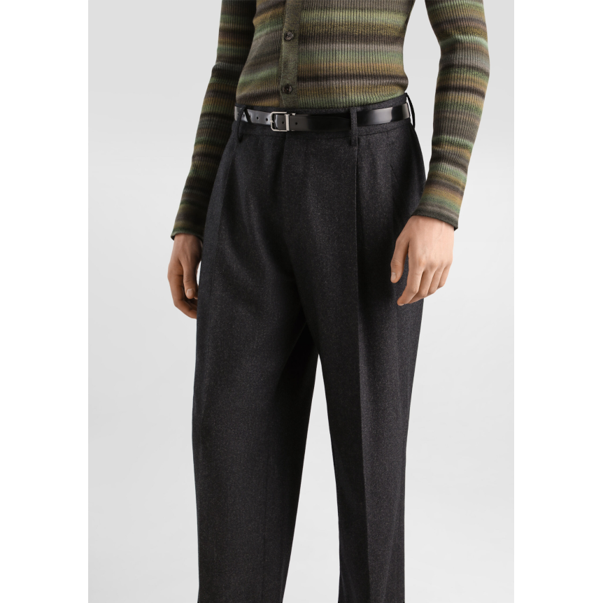 Pantalon DOLCE & GABBANA flanelle laine vierge gris anthracite double pli