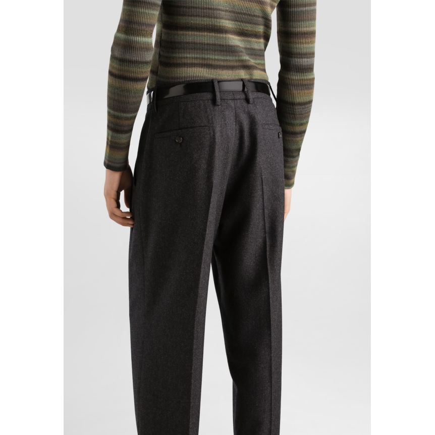Pantalon DOLCE & GABBANA flanelle laine vierge gris anthracite double pli