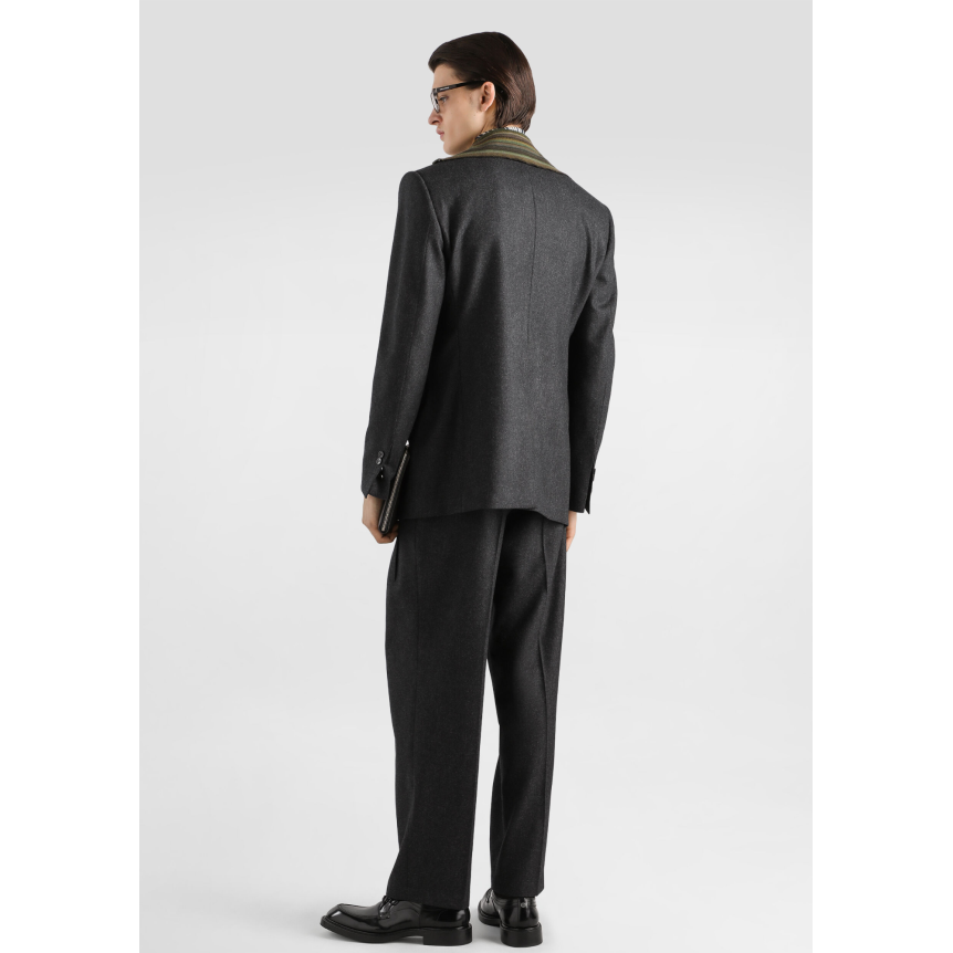 Pantalon DOLCE & GABBANA flanelle laine vierge gris anthracite double pli