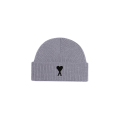 Bonnet maille laine mérinos gris revers cœur noir