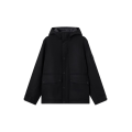Blouson Parka à capuche flanelle laine nylon noir Ghost Collection