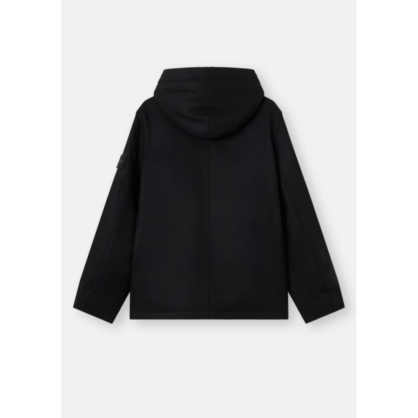 Blouson Parka à capuche STONE ISLAND flanelle laine nylon noir Ghost Collection