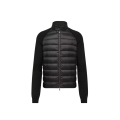 Cardigan matelassé zippé en laine mélangée bi matière nylon noir Grenoble Collection