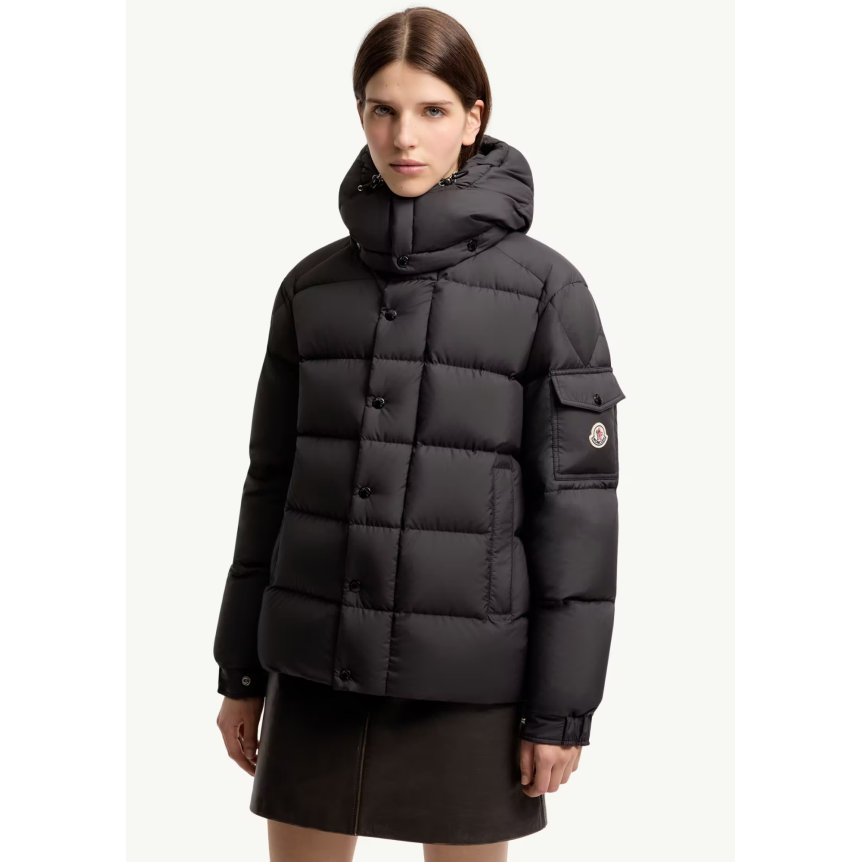 Doudoune courte à capuche amovible MONCLER Maya 70 nylon noir mat