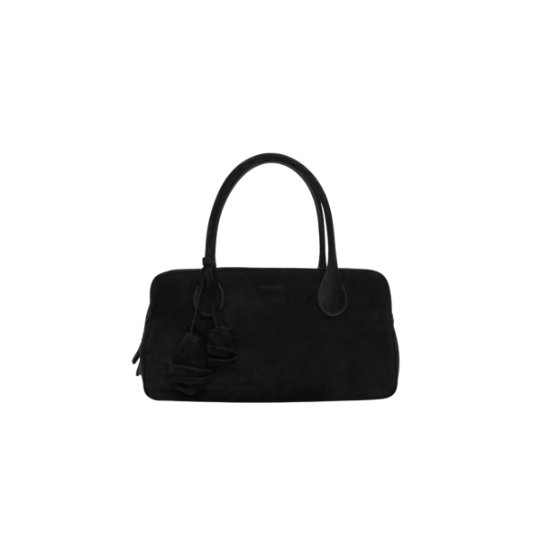 Sac porté épaule ou main MAGDA BUTRYM Brigitte daim noir breloques fleurs