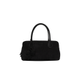 Sac porté épaule ou main Brigitte daim noir breloques fleurs