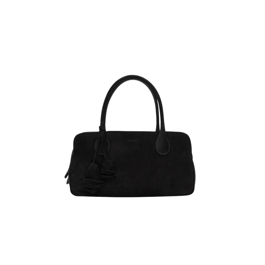 Sac porté épaule ou main MAGDA BUTRYM Brigitte daim noir breloques fleurs