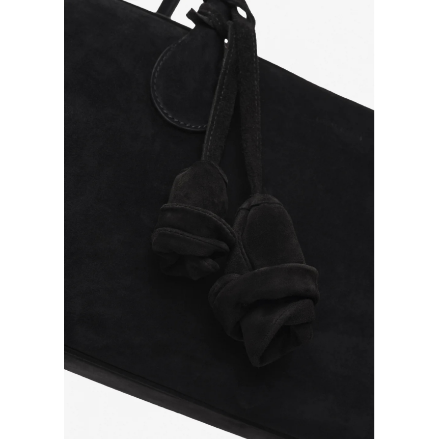 Sac porté épaule ou main MAGDA BUTRYM Brigitte daim noir breloques fleurs