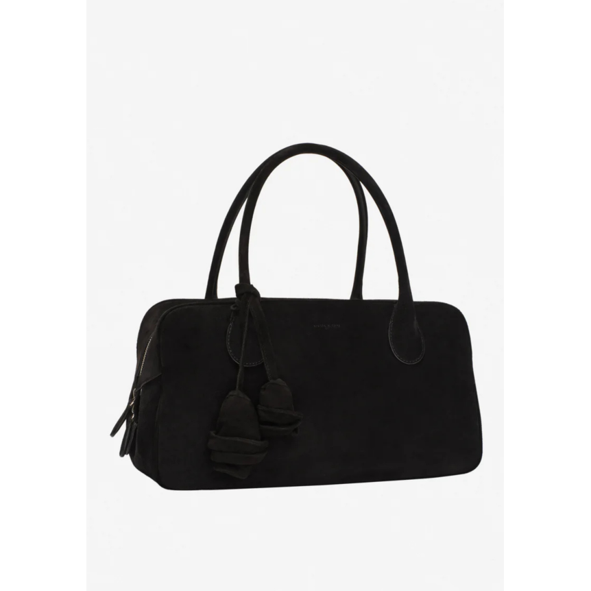 Sac porté épaule ou main MAGDA BUTRYM Brigitte daim noir breloques fleurs