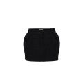 Jupe courte laine mélangée bouclée noir poches