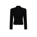 Blazer à col montant laine mélangée bouclée noir