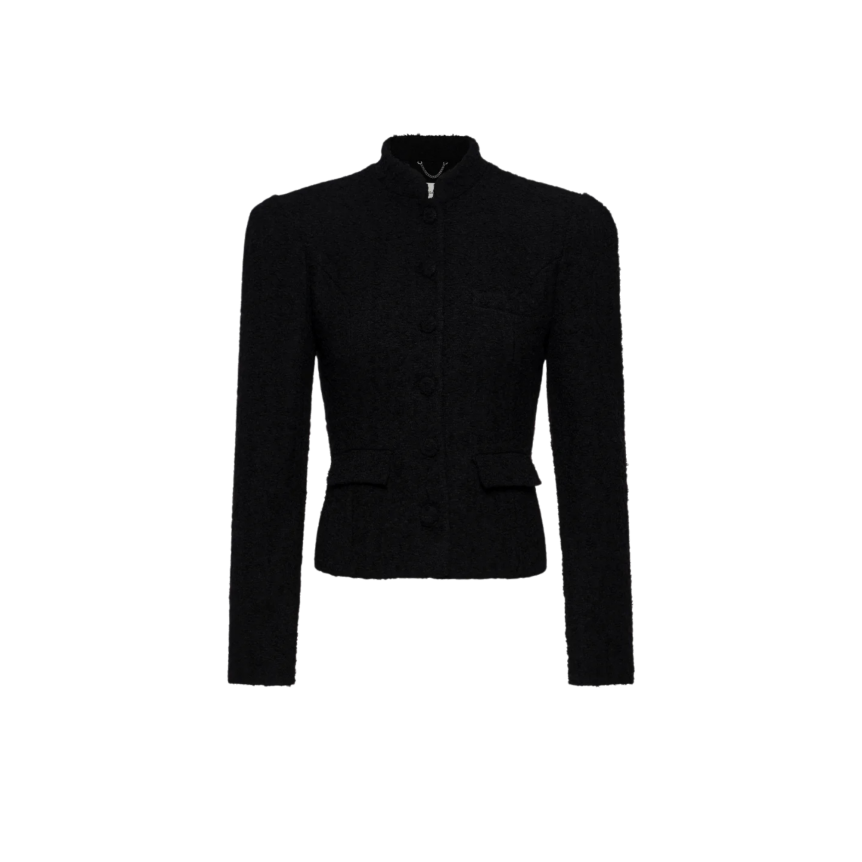 Blazer à col montant MAGDA BUTRYM laine mélangée bouclée noir