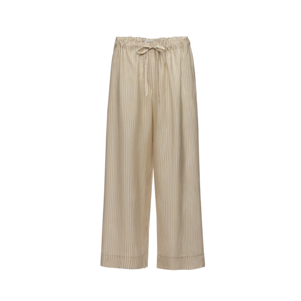 Pantalon culotte large MAGDA BUTRYM soie rayures blanc beige taille élastique
