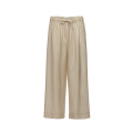Pantalon culotte large soie rayures blanc beige taille élastique