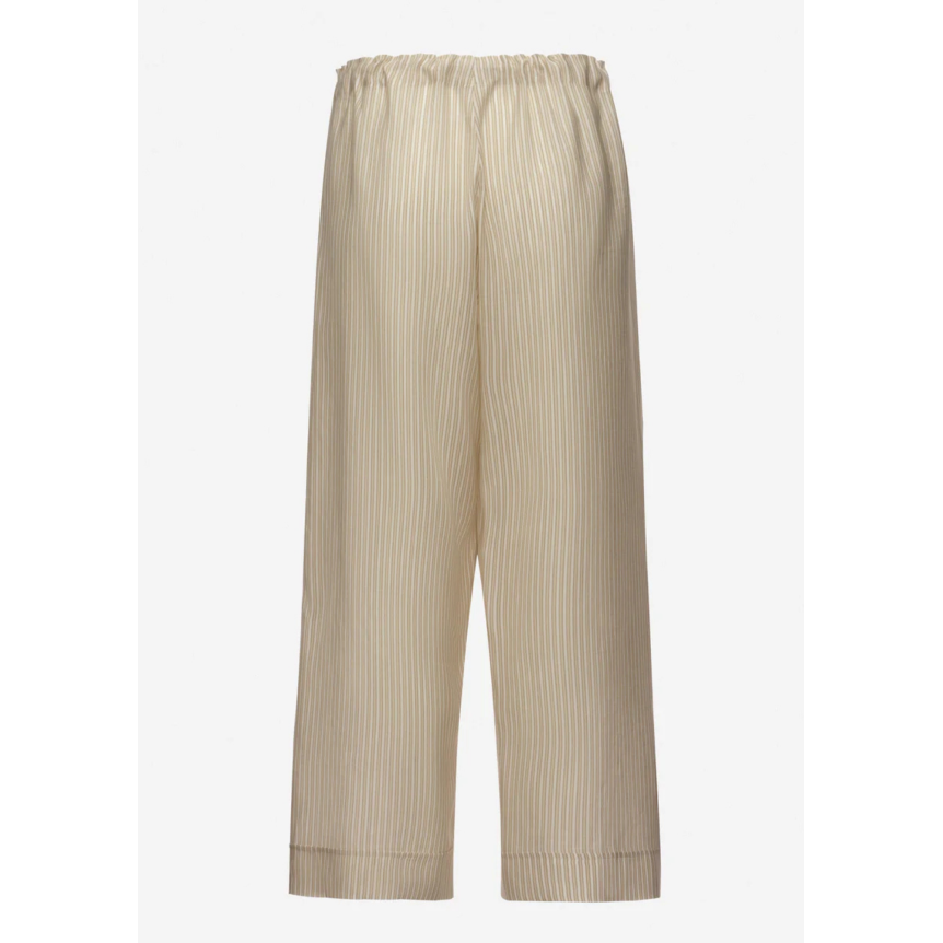 Pantalon culotte large MAGDA BUTRYM soie rayures blanc beige taille élastique