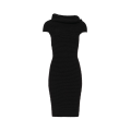 Robe structurée maille laine viscose chenille noir col bénitier