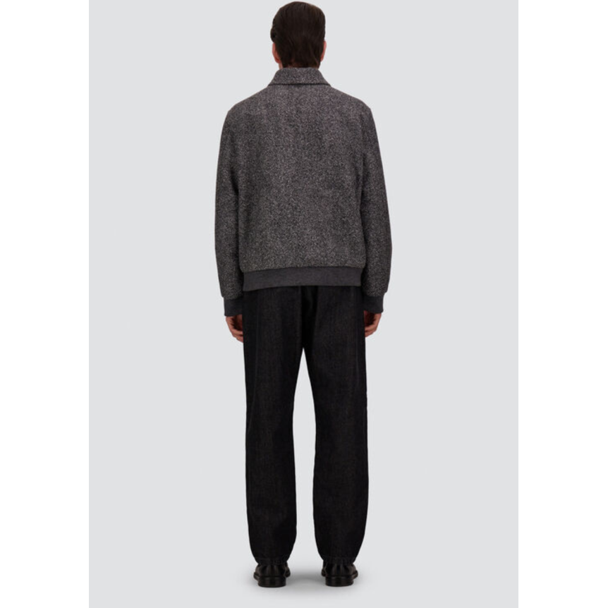 Blouson bomber HERNO Herringbone laine vierge gris gros chevrons poches plaquées rabat