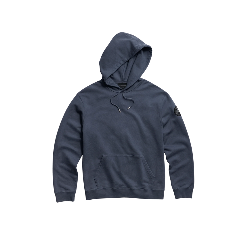 Sweat-shirt à capuche CANADA GOOSE  Loon coton biologique éponge gris  bleu  disque noir