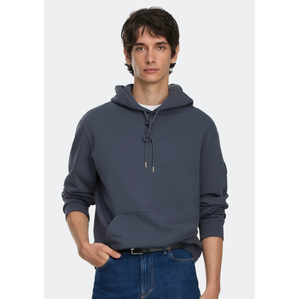 Sweat-shirt à capuche CANADA GOOSE  Loon coton biologique éponge gris  bleu  disque noir