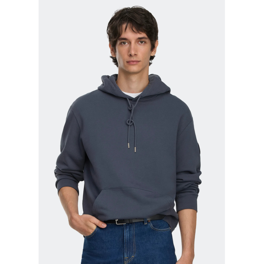 Sweat-shirt à capuche CANADA GOOSE  Loon coton biologique éponge gris  bleu  disque noir