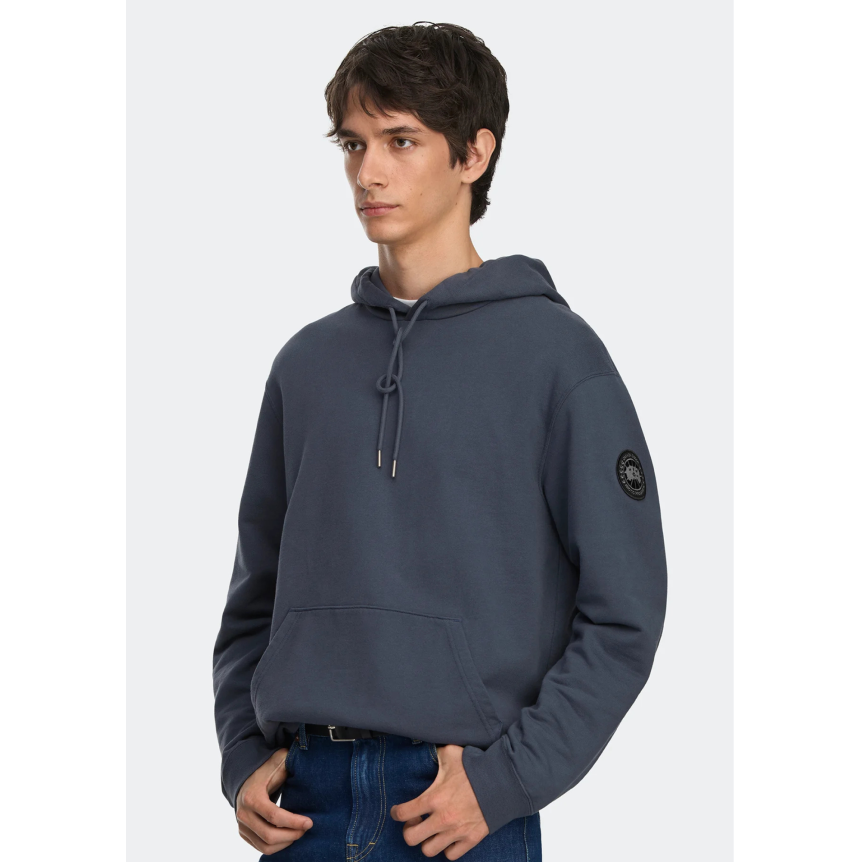 Sweat-shirt à capuche CANADA GOOSE  Loon coton biologique éponge gris  bleu  disque noir