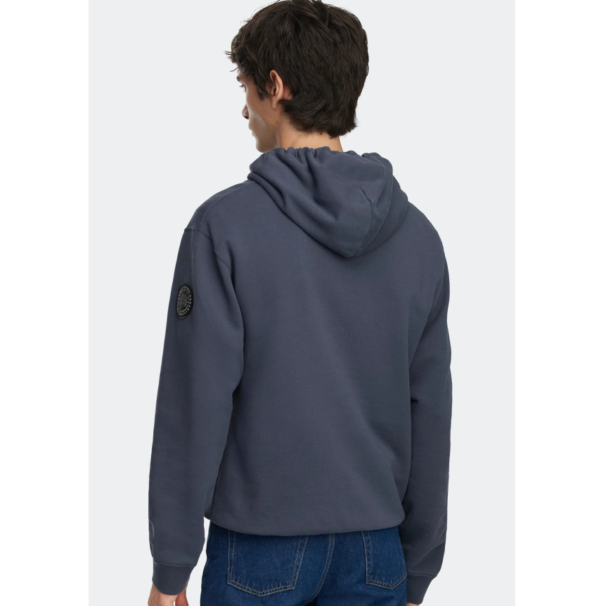 Sweat-shirt à capuche CANADA GOOSE  Loon coton biologique éponge gris  bleu  disque noir