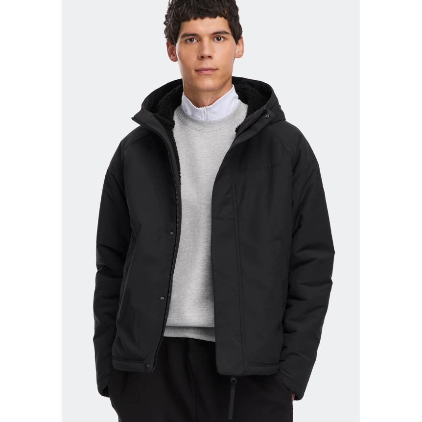 Blouson zippé à capuche CANADA GOOSE Alberni laine mélangée polaire noir réversible disque noir