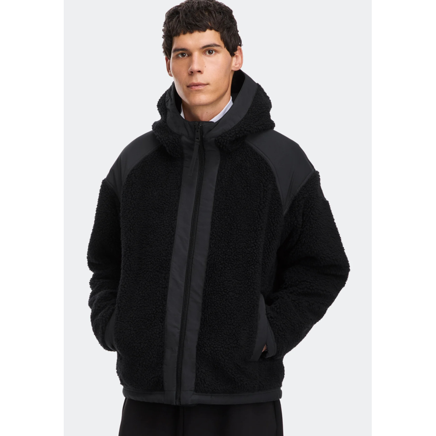 Blouson zippé à capuche CANADA GOOSE Alberni laine mélangée polaire noir réversible disque noir