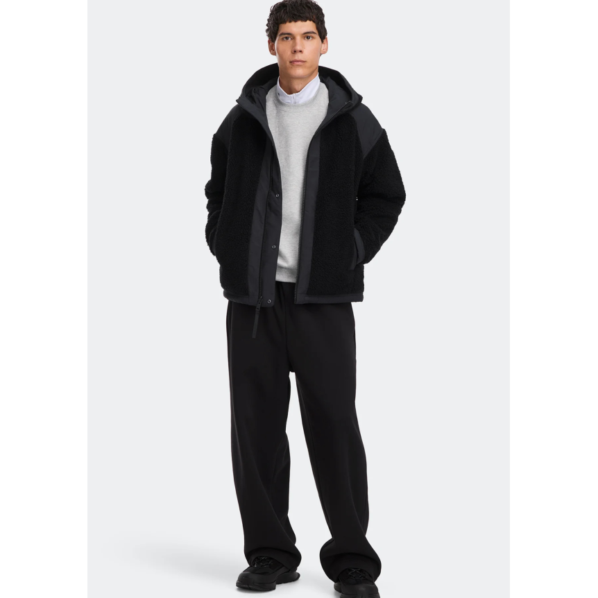 Blouson zippé à capuche CANADA GOOSE Alberni laine mélangée polaire noir réversible disque noir